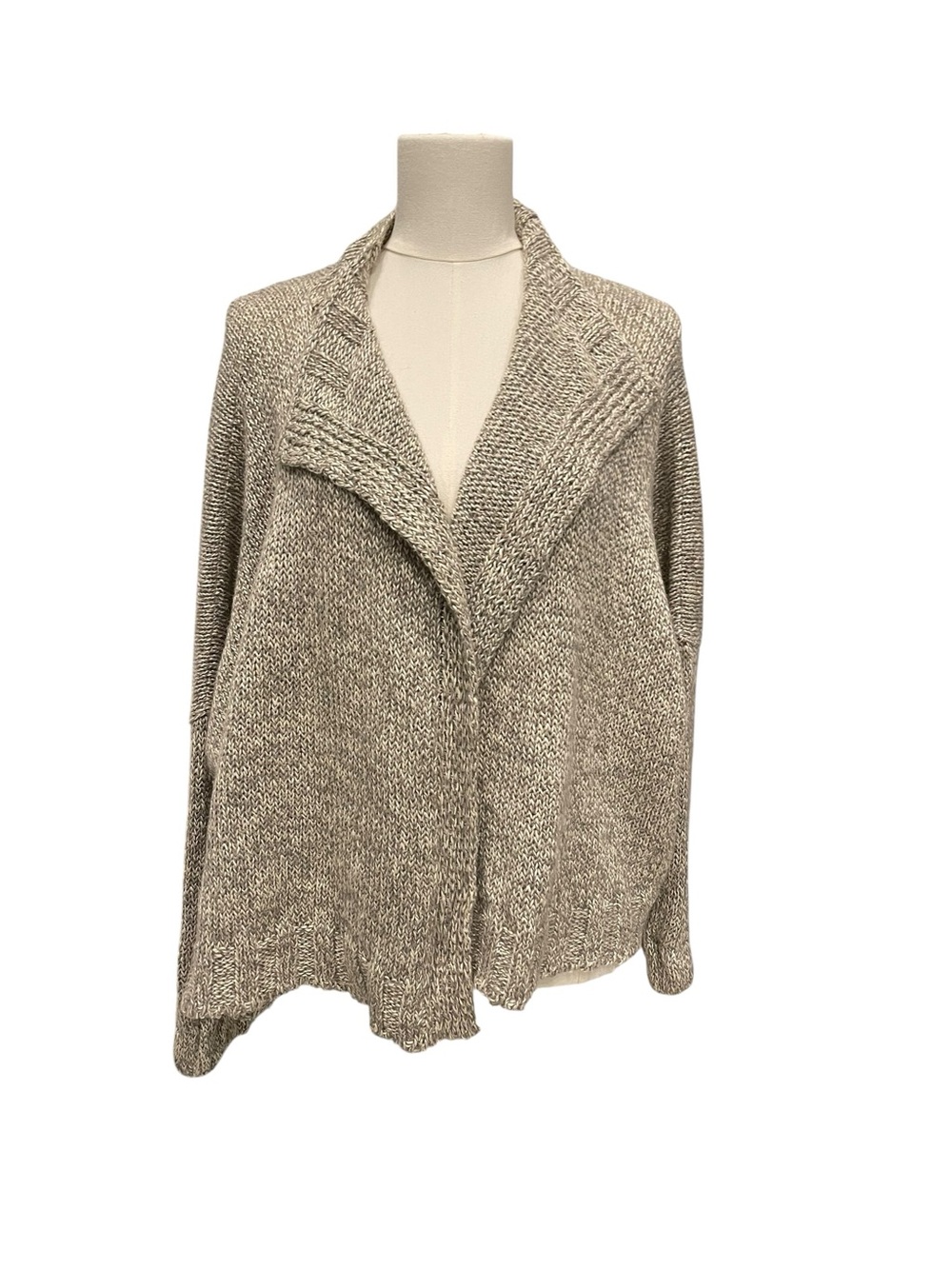 Shirin Guild Cozy Open-Front Knit Cardigan Sweater - Taupe